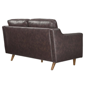 Modway Furniture Impart Genuine Leather Loveseat – Mid-Century Modern Design for Small Spaces, Easy Assembly Furniture Brown EEI-5554-BRN