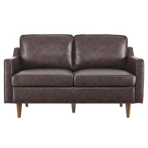 Modway Furniture Impart Genuine Leather Loveseat – Mid-Century Modern Design for Small Spaces, Easy Assembly Furniture Brown EEI-5554-BRN