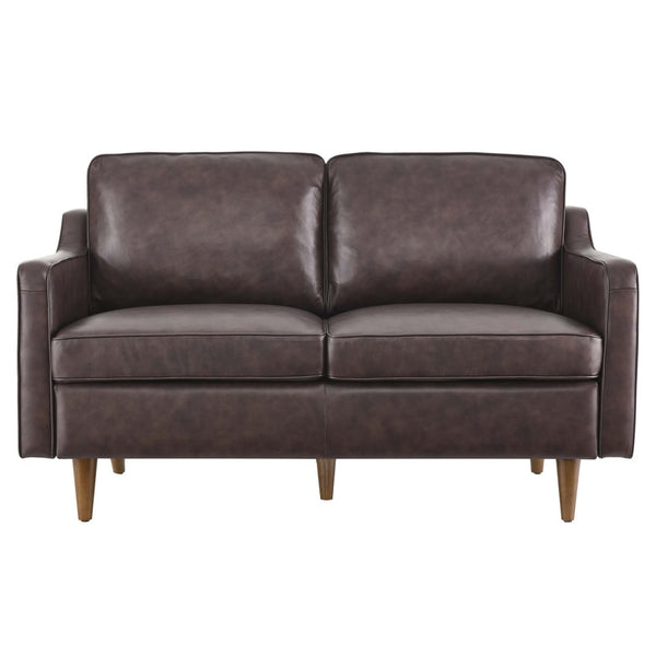 Modway Furniture Impart Genuine Leather Loveseat – Mid-Century Modern Design for Small Spaces, Easy Assembly Furniture Brown EEI-5554-BRN