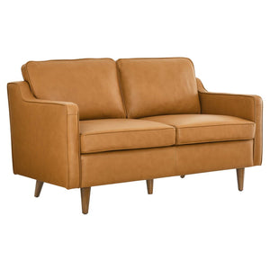 Modway Furniture Impart Genuine Leather Loveseat – Mid-Century Modern Design for Small Spaces, Easy Assembly Furniture Tan EEI-5554-TAN