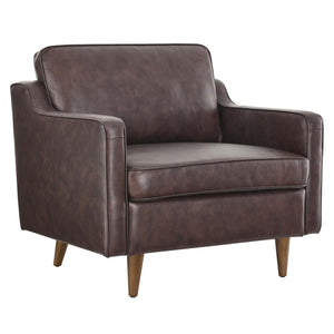 Modway Furniture Impart Upholstered Genuine Leather Armchair - Mid-Century Modern Comfort for Small Spaces Brown EEI-5555-BRN
