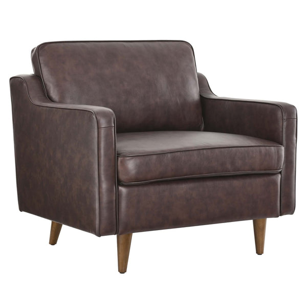 Modway Furniture Impart Upholstered Genuine Leather Armchair - Mid-Century Modern Comfort for Small Spaces Brown EEI-5555-BRN