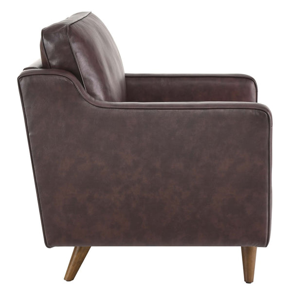 Modway Furniture Impart Upholstered Genuine Leather Armchair - Mid-Century Modern Comfort for Small Spaces Brown EEI-5555-BRN