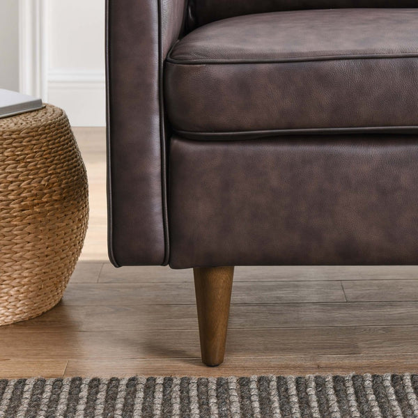 Modway Furniture Impart Upholstered Genuine Leather Armchair - Mid-Century Modern Comfort for Small Spaces Brown EEI-5555-BRN