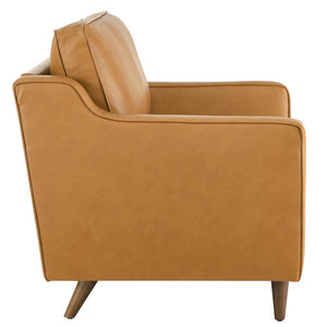 Modway Furniture Impart Upholstered Genuine Leather Armchair - Mid-Century Modern Comfort for Small Spaces Tan EEI-5555-TAN