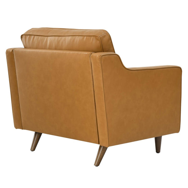 Modway Furniture Impart Upholstered Genuine Leather Armchair - Mid-Century Modern Comfort for Small Spaces Tan EEI-5555-TAN