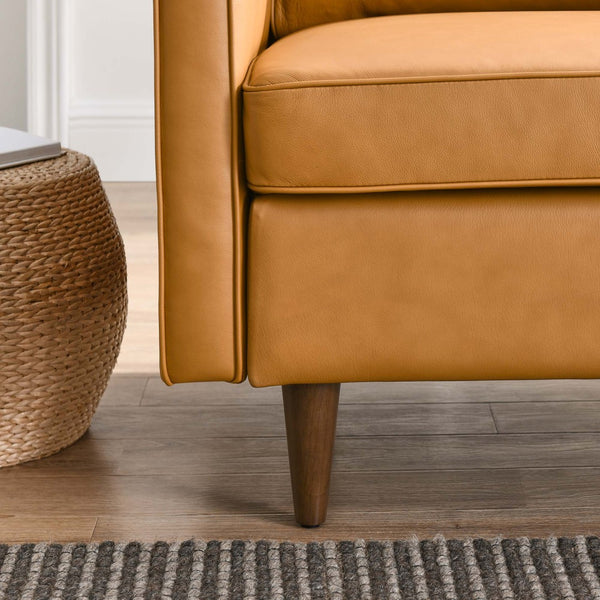 Modway Furniture Impart Upholstered Genuine Leather Armchair - Mid-Century Modern Comfort for Small Spaces Tan EEI-5555-TAN