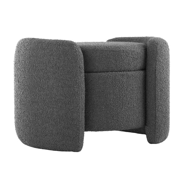 Modway Furniture Nebula Boucle Upholstered Ottoman - Chic Mid-Century Storage Seat for Living Rooms and Bedrooms Charcoal EEI-5561-CHA