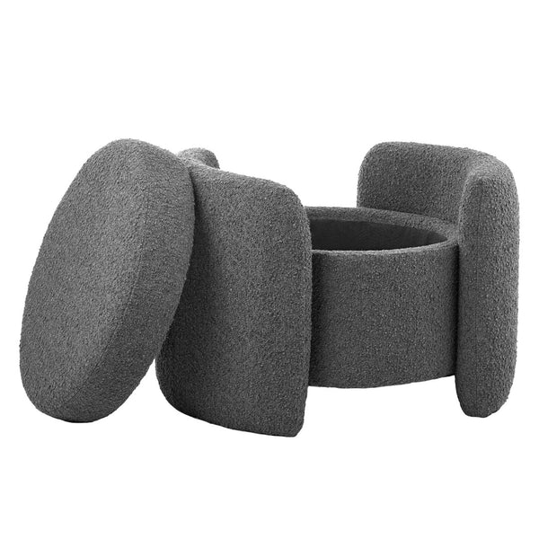 Modway Furniture Nebula Boucle Upholstered Ottoman - Chic Mid-Century Storage Seat for Living Rooms and Bedrooms Charcoal EEI-5561-CHA