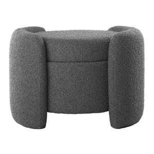 Modway Furniture Nebula Boucle Upholstered Ottoman - Chic Mid-Century Storage Seat for Living Rooms and Bedrooms Charcoal EEI-5561-CHA