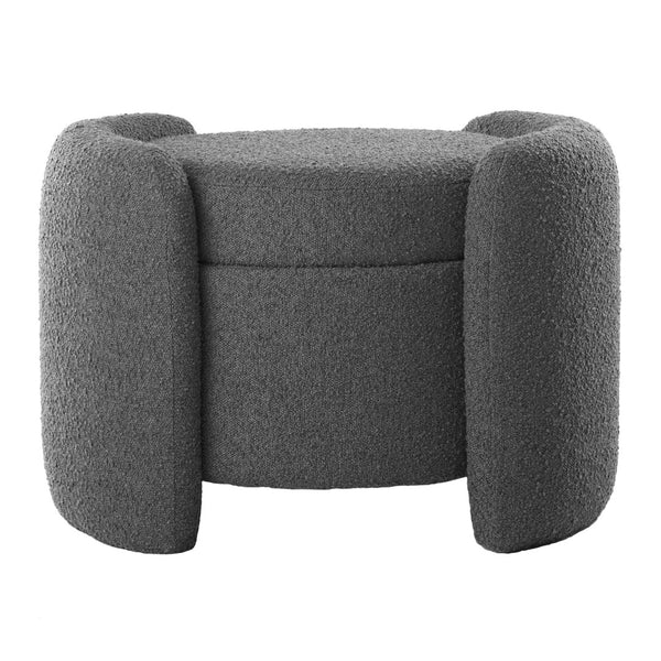 Modway Furniture Nebula Boucle Upholstered Ottoman - Chic Mid-Century Storage Seat for Living Rooms and Bedrooms Charcoal EEI-5561-CHA