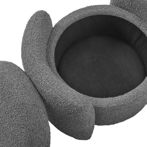 Modway Furniture Nebula Boucle Upholstered Ottoman - Chic Mid-Century Storage Seat for Living Rooms and Bedrooms Charcoal EEI-5561-CHA