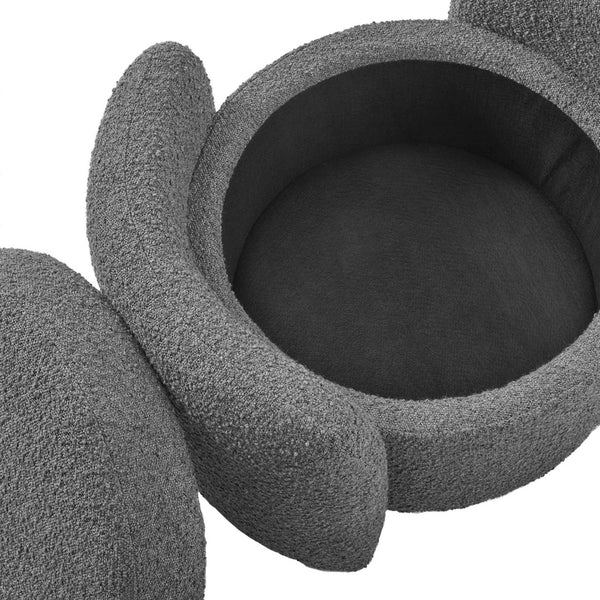 Modway Furniture Nebula Boucle Upholstered Ottoman - Chic Mid-Century Storage Seat for Living Rooms and Bedrooms Charcoal EEI-5561-CHA