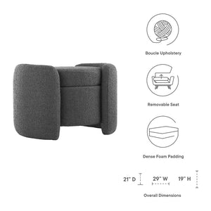 Modway Furniture Nebula Boucle Upholstered Ottoman - Chic Mid-Century Storage Seat for Living Rooms and Bedrooms Charcoal EEI-5561-CHA