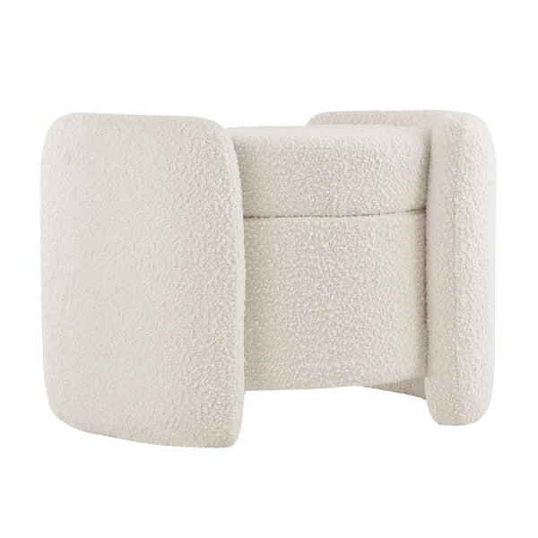 Modway Furniture Nebula Boucle Upholstered Ottoman - Chic Mid-Century Storage Seat for Living Rooms and Bedrooms Ivory EEI-5561-IVO