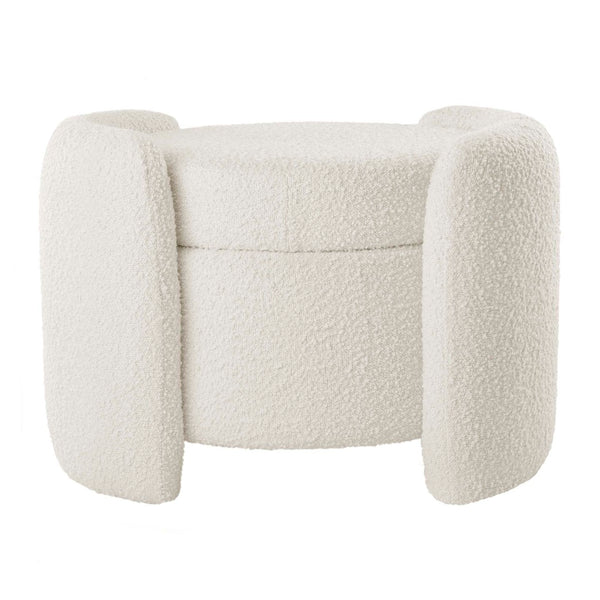 Modway Furniture Nebula Boucle Upholstered Ottoman - Chic Mid-Century Storage Seat for Living Rooms and Bedrooms Ivory EEI-5561-IVO