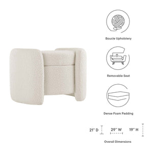 Modway Furniture Nebula Boucle Upholstered Ottoman - Chic Mid-Century Storage Seat for Living Rooms and Bedrooms Ivory EEI-5561-IVO