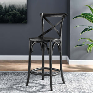 Modway Furniture Gear Counter Stool by Modway - Stylish Elm Construction, Comfortable Design for Modern Dining Spaces Black EEI-5562-BLK