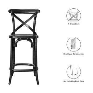 Modway Furniture Gear Counter Stool by Modway - Stylish Elm Construction, Comfortable Design for Modern Dining Spaces Black EEI-5562-BLK