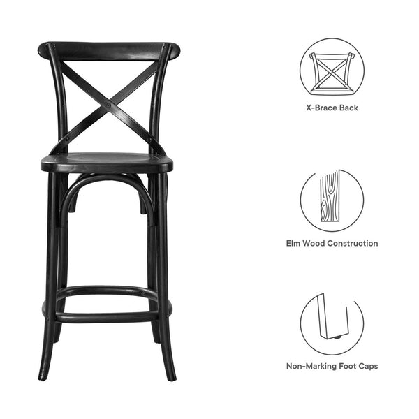 Modway Furniture Gear Counter Stool by Modway - Stylish Elm Construction, Comfortable Design for Modern Dining Spaces Black EEI-5562-BLK
