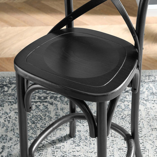 Modway Furniture Gear Counter Stool by Modway - Stylish Elm Construction, Comfortable Design for Modern Dining Spaces Black EEI-5562-BLK