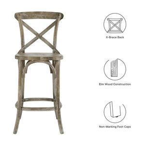 Modway Furniture Gear Counter Stool by Modway - Stylish Elm Construction, Comfortable Design for Modern Dining Spaces Gray EEI-5562-GRY