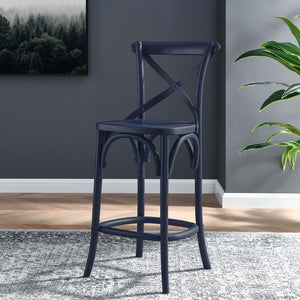 Modway Furniture Gear Counter Stool by Modway - Stylish Elm Construction, Comfortable Design for Modern Dining Spaces Midnight Blue EEI-5562-MID