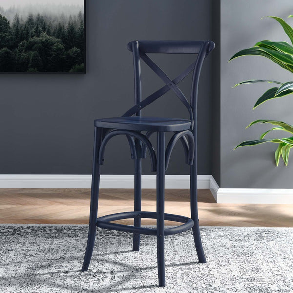 Modway Furniture Gear Counter Stool by Modway - Stylish Elm Construction, Comfortable Design for Modern Dining Spaces Midnight Blue EEI-5562-MID