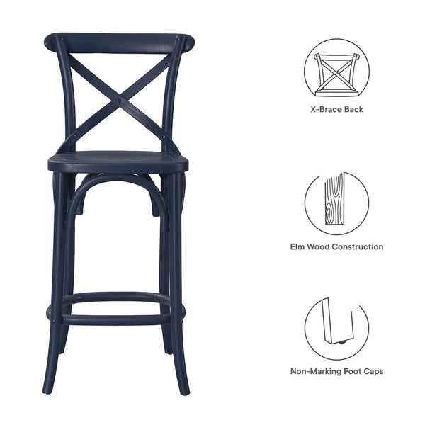 Modway Furniture Gear Counter Stool by Modway - Stylish Elm Construction, Comfortable Design for Modern Dining Spaces Midnight Blue EEI-5562-MID