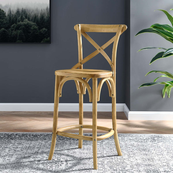 Modway Furniture Gear Counter Stool by Modway - Stylish Elm Construction, Comfortable Design for Modern Dining Spaces Natural EEI-5562-NAT