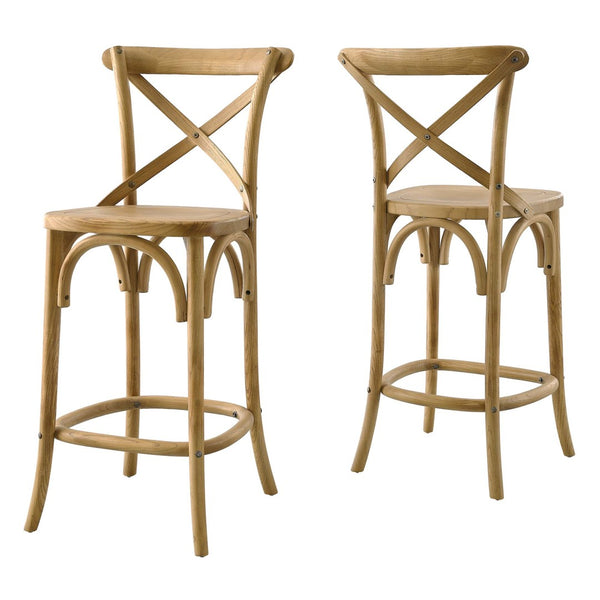 Modway Furniture Gear Counter Stool by Modway - Stylish Elm Construction, Comfortable Design for Modern Dining Spaces Natural EEI-5562-NAT
