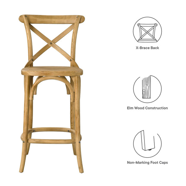 Modway Furniture Gear Counter Stool by Modway - Stylish Elm Construction, Comfortable Design for Modern Dining Spaces Natural EEI-5562-NAT