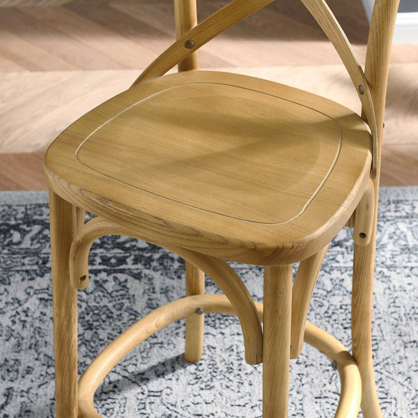 Modway Furniture Gear Counter Stool by Modway - Stylish Elm Construction, Comfortable Design for Modern Dining Spaces Natural EEI-5562-NAT