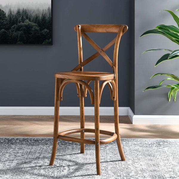 Modway Furniture Gear Counter Stool by Modway - Stylish Elm Construction, Comfortable Design for Modern Dining Spaces Walnut EEI-5562-WAL