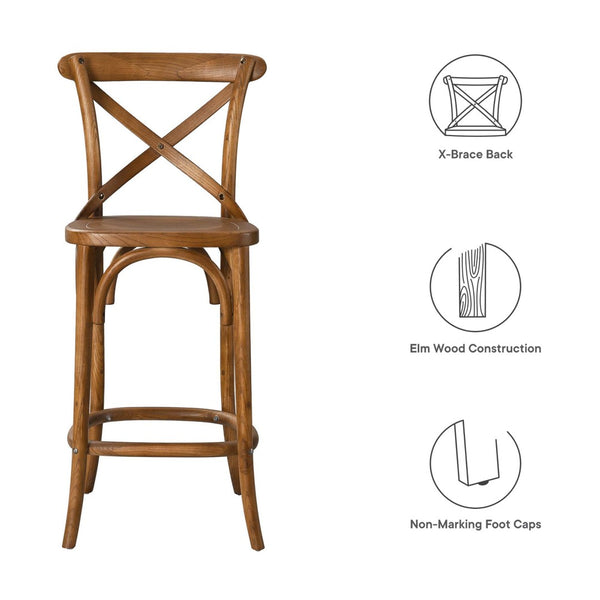 Modway Furniture Gear Counter Stool by Modway - Stylish Elm Construction, Comfortable Design for Modern Dining Spaces Walnut EEI-5562-WAL
