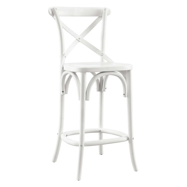 Modway Furniture Gear Counter Stool by Modway - Stylish Elm Construction, Comfortable Design for Modern Dining Spaces White EEI-5562-WHI