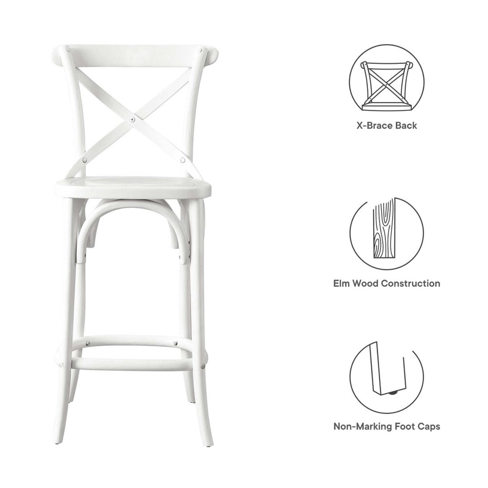 Modway Furniture Gear Counter Stool by Modway - Stylish Elm Construction, Comfortable Design for Modern Dining Spaces White EEI-5562-WHI
