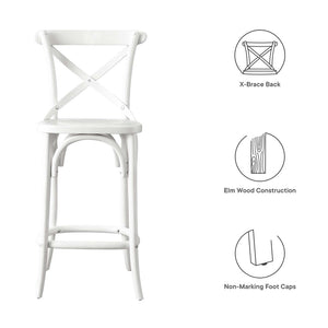 Modway Furniture Gear Counter Stool by Modway - Stylish Elm Construction, Comfortable Design for Modern Dining Spaces White EEI-5562-WHI