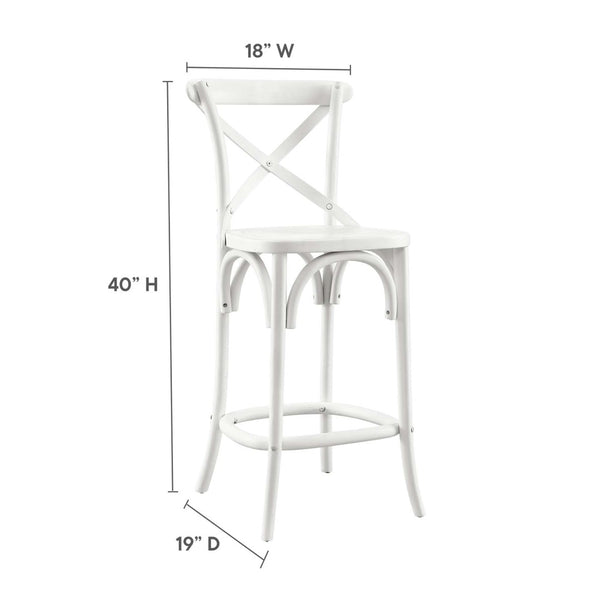 Modway Furniture Gear Counter Stool by Modway - Stylish Elm Construction, Comfortable Design for Modern Dining Spaces White EEI-5562-WHI