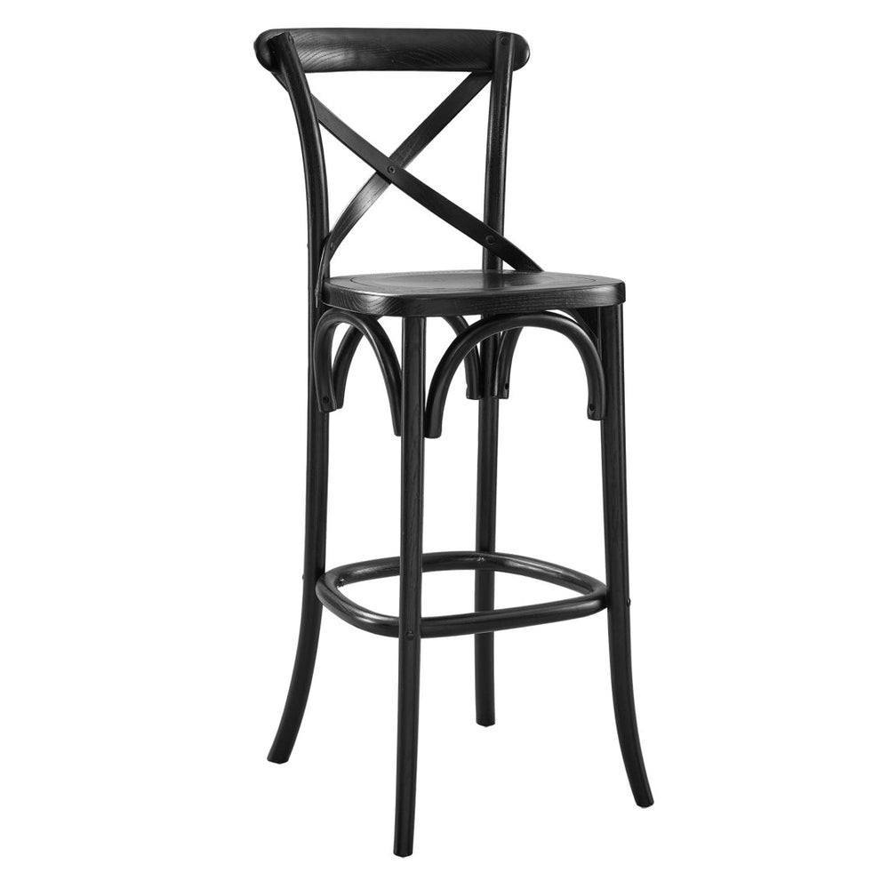 Modway Furniture Gear Bar Stool by Modway - Farmhouse Style, Durable Elm Wood, Comfortable Seating for Modern Spaces Black EEI-5563-BLK