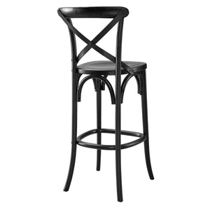 Modway Furniture Gear Bar Stool by Modway - Farmhouse Style, Durable Elm Wood, Comfortable Seating for Modern Spaces Black EEI-5563-BLK