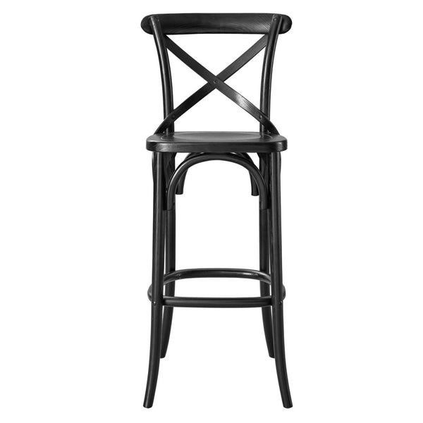 Modway Furniture Gear Bar Stool by Modway - Farmhouse Style, Durable Elm Wood, Comfortable Seating for Modern Spaces Black EEI-5563-BLK