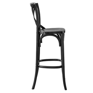 Modway Furniture Gear Bar Stool by Modway - Farmhouse Style, Durable Elm Wood, Comfortable Seating for Modern Spaces Black EEI-5563-BLK