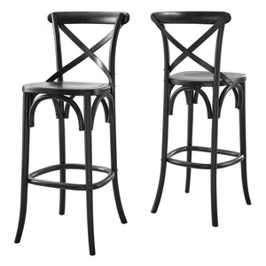 Modway Furniture Gear Bar Stool by Modway - Farmhouse Style, Durable Elm Wood, Comfortable Seating for Modern Spaces Black EEI-5563-BLK
