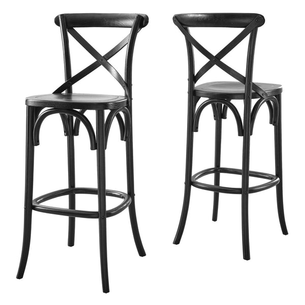 Modway Furniture Gear Bar Stool by Modway - Farmhouse Style, Durable Elm Wood, Comfortable Seating for Modern Spaces Black EEI-5563-BLK