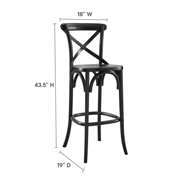 Modway Furniture Gear Bar Stool by Modway - Farmhouse Style, Durable Elm Wood, Comfortable Seating for Modern Spaces Black EEI-5563-BLK