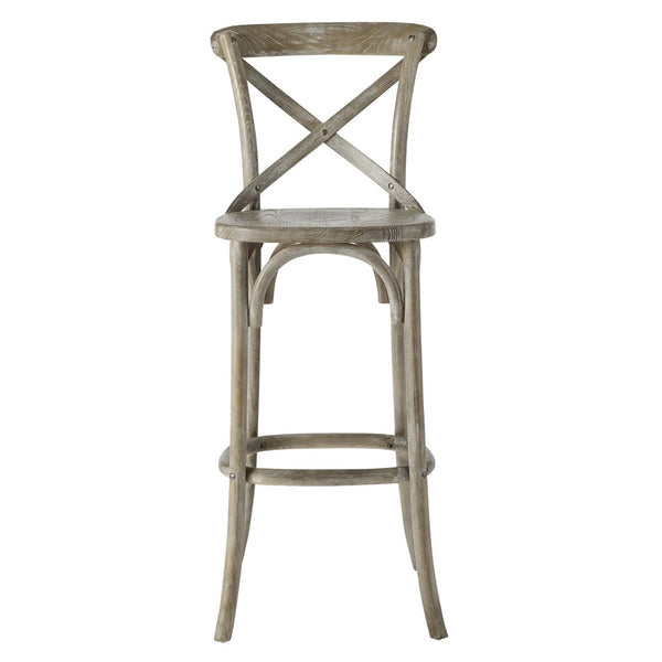 Modway Furniture Gear Bar Stool by Modway - Farmhouse Style, Durable Elm Wood, Comfortable Seating for Modern Spaces Gray EEI-5563-GRY