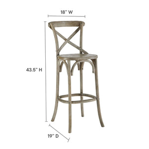 Modway Furniture Gear Bar Stool by Modway - Farmhouse Style, Durable Elm Wood, Comfortable Seating for Modern Spaces Gray EEI-5563-GRY