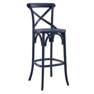 Modway Furniture Gear Bar Stool by Modway - Farmhouse Style, Durable Elm Wood, Comfortable Seating for Modern Spaces Midnight Blue EEI-5563-MID