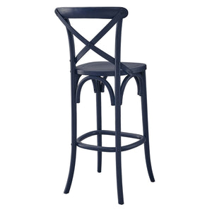Modway Furniture Gear Bar Stool by Modway - Farmhouse Style, Durable Elm Wood, Comfortable Seating for Modern Spaces Midnight Blue EEI-5563-MID